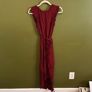 Asymmetrical high neck ruffled tank top midi dress size S